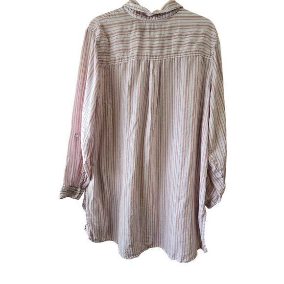 100% linen Jones New York Womens Long Sleeve Striped Button-Up Shirt Size 1X - Picture 2 of 4